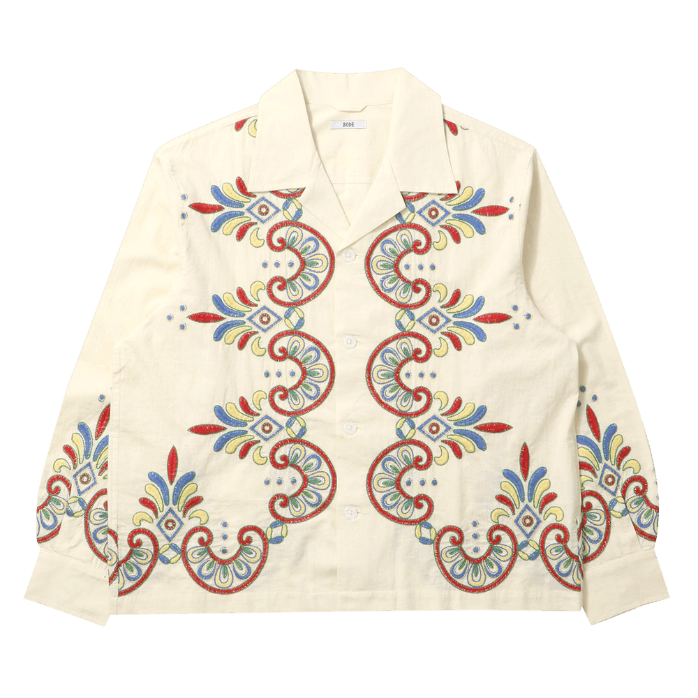 Buy Bode Embroidered Carnival Long-Sleeve Shirt 'Ecru/Multicolor