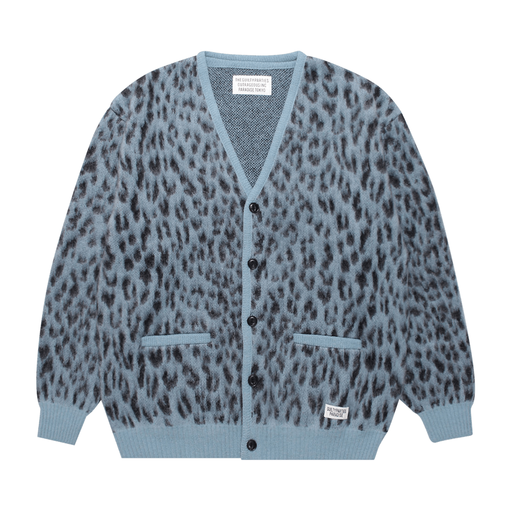 Buy Wacko Maria Leopard Mohair Cardigan (Type-1) 'Blue' - 22FW WMK