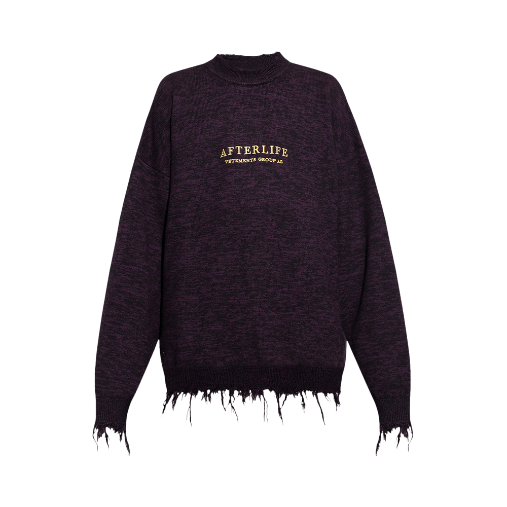 VETEMENTS♡ DESTROYED LONGSLEEVE Buy Vetements Afterlife Destroyed Knitted Sweater 'Purple