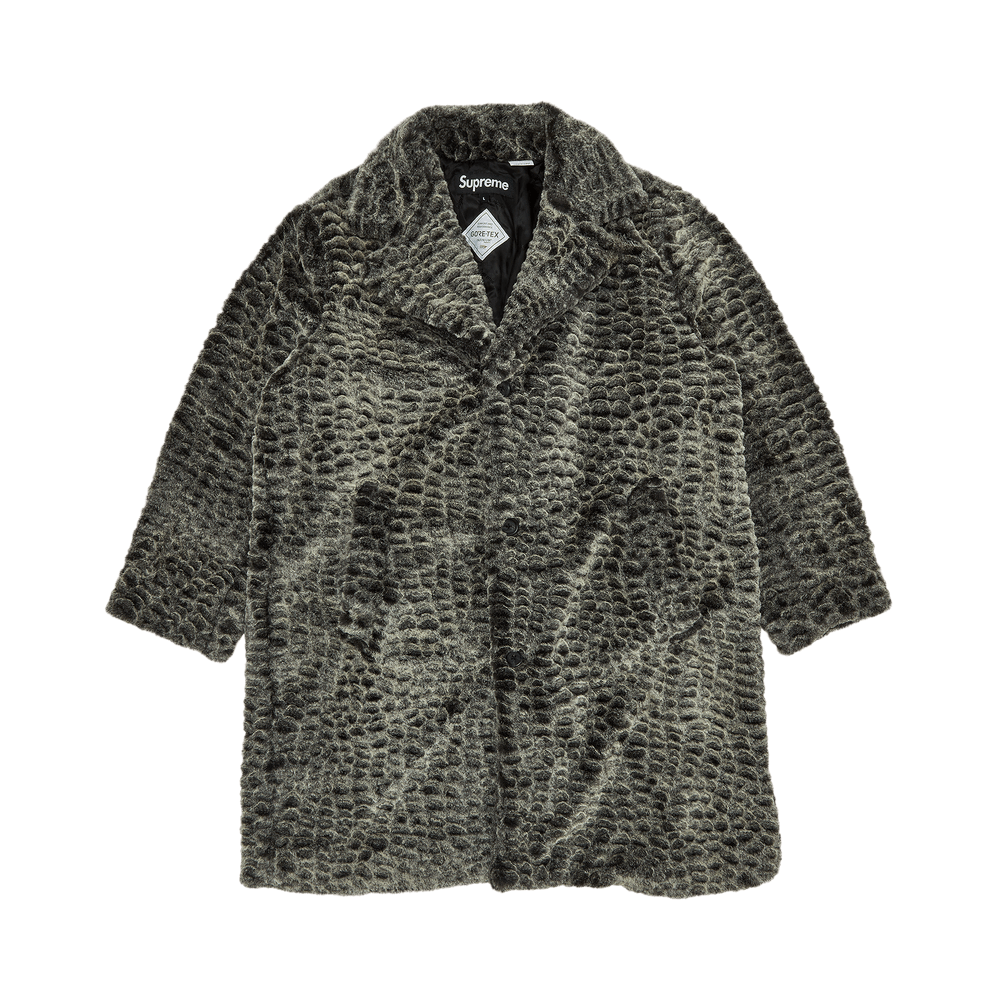 Size l Supreme Croc Faux Fur Overcoat 'Black'