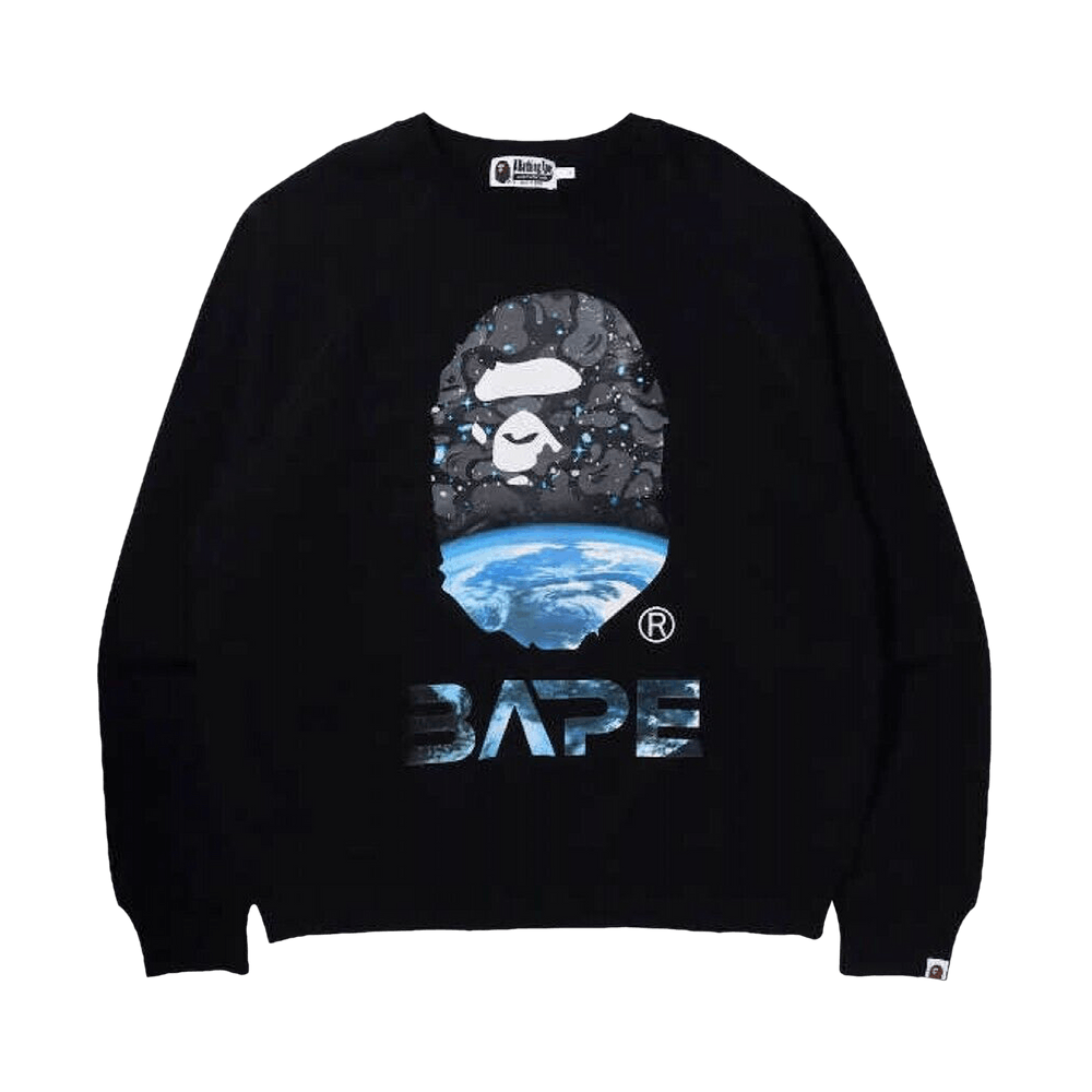 Buy BAPE Space Camo Ape Head Loose Fit Crewneck Black 1H80 113 005 BLACK GOAT