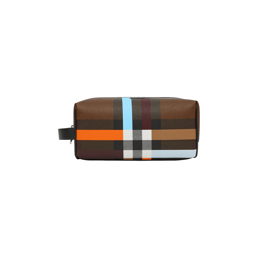 Buy Burberry Check And Leather Travel Pouch 'Dark Birch