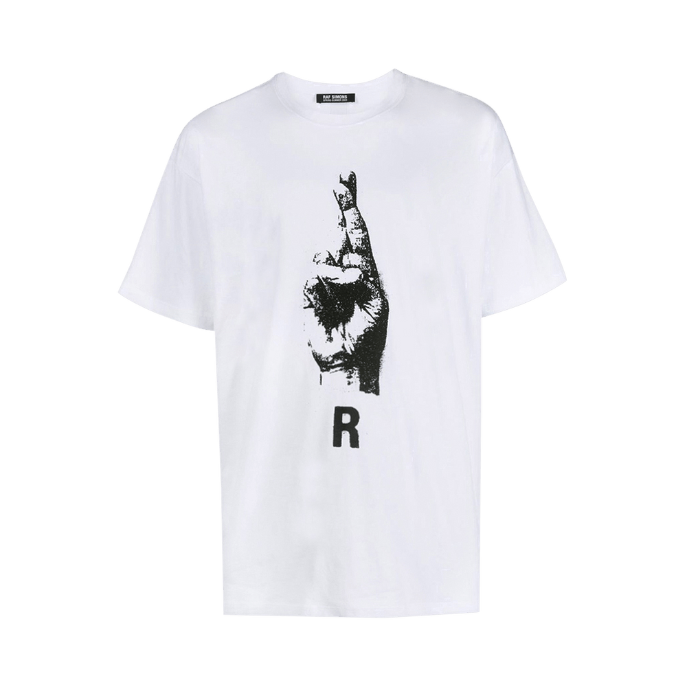 Buy Raf Simons Oversized T-Shirt With Hand Sign Print 'White