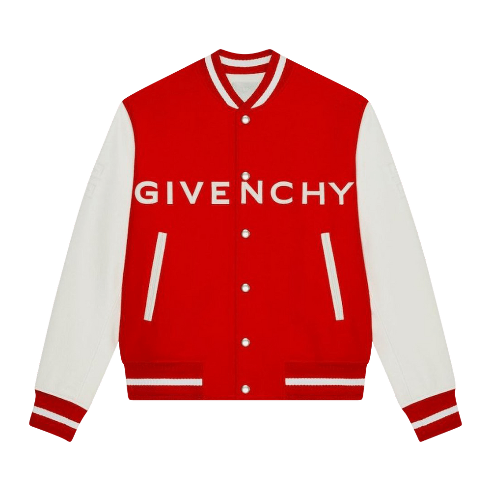 Buy Givenchy Varsity Leather Jacket White Red BM011S6Y16 112 GOAT