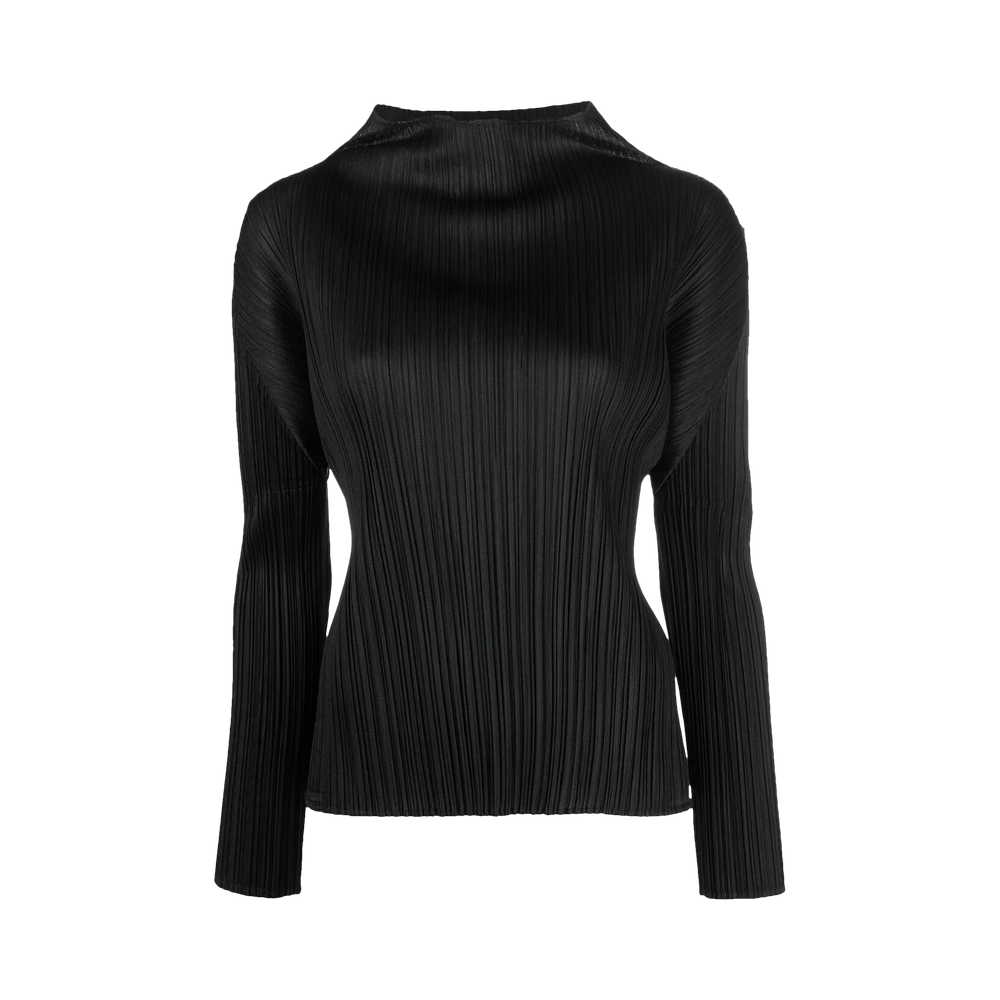 Buy Pleats Please Issey Miyake Turtleneck Long-Sleeve Top 'Black