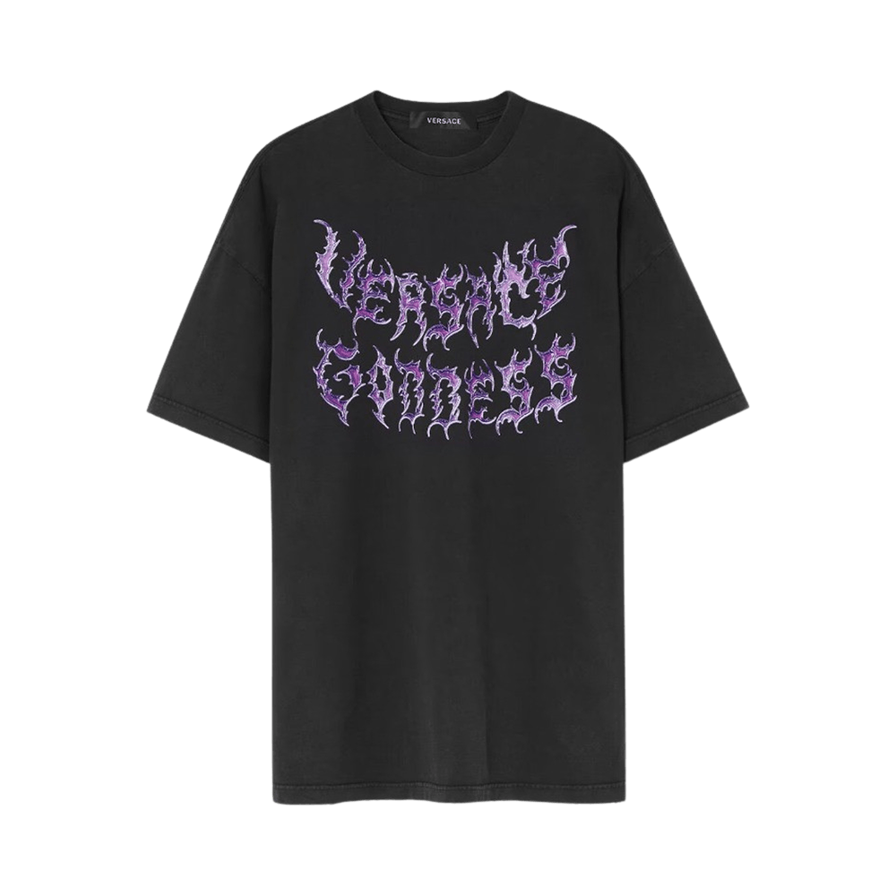 Buy Versace Goddess GOAT | T-Shirt 1A07261 Logo 1009548 - 1B000 \'Black