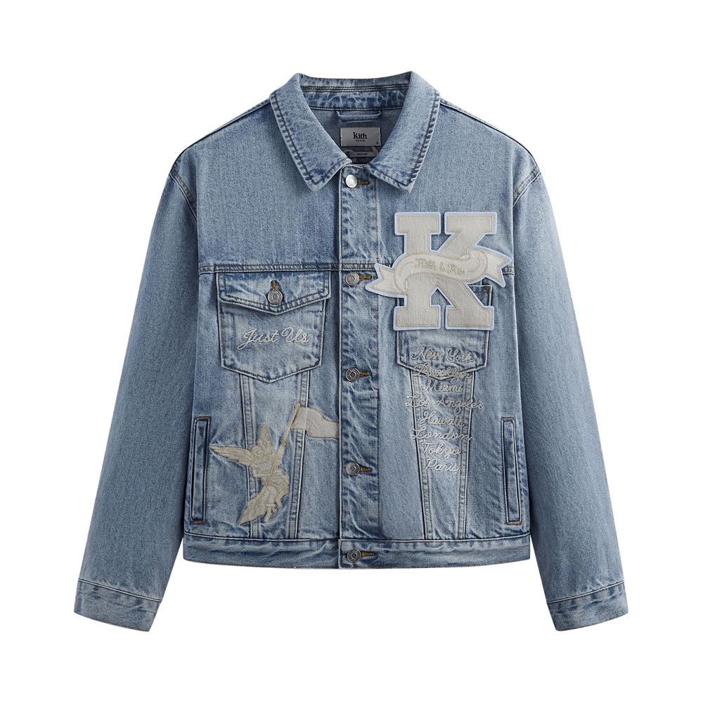 Buy Kith Embroidered Centre Denim Jacket Light Indigo KHM010246 415 GOAT