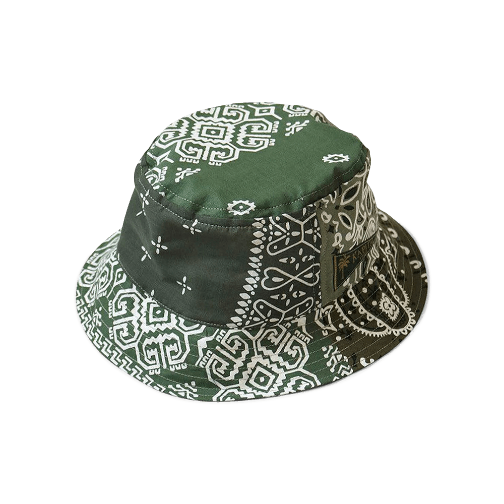 Buy Kapital Bandana Patchwork Bucket Hat (Short Brim) 'Khaki' - EK