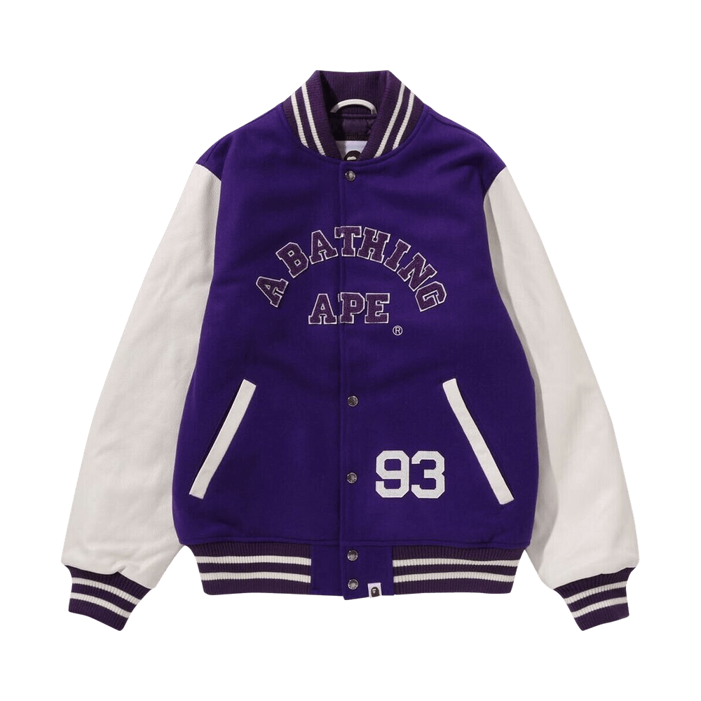 APE GIANT APE HEAD VARSITY JACKET スタジャン Buy BAPE Giant Ape Head Varsity Jacket 'Purple' - 1I80 141 013