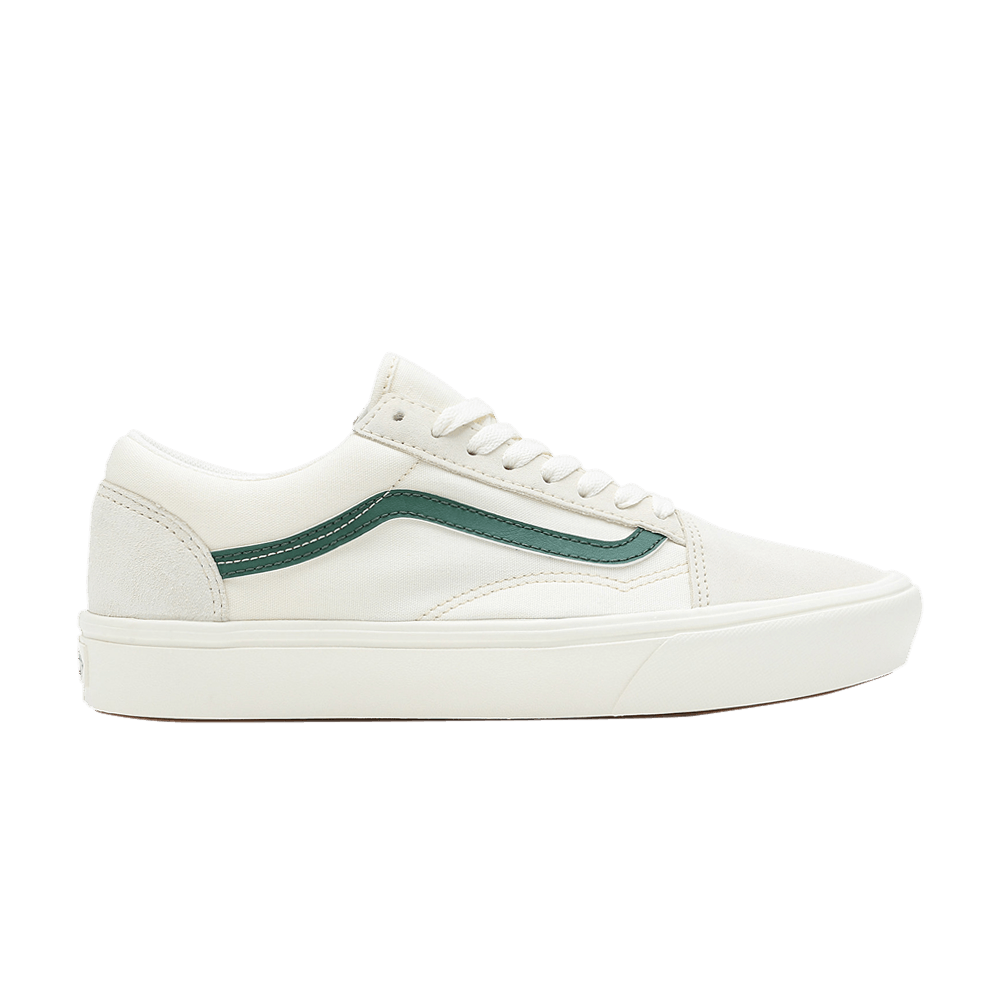 White old skool clearance vans with green stripe