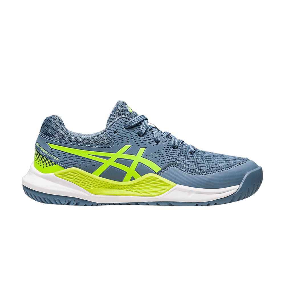 Asics Gel Resolution 9 GS Steel Blue Hazard Green