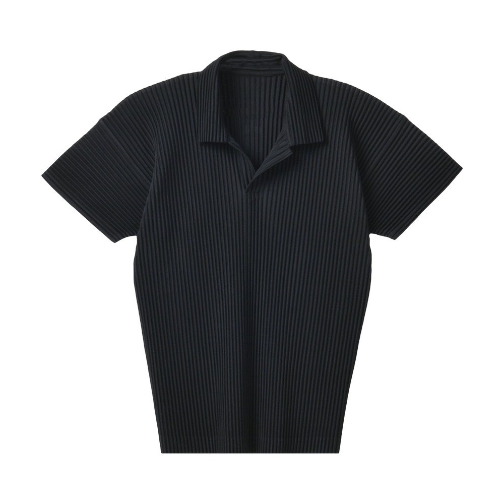 Buy Homme Plissé Issey Miyake Pleated Polo Shirt 'Black