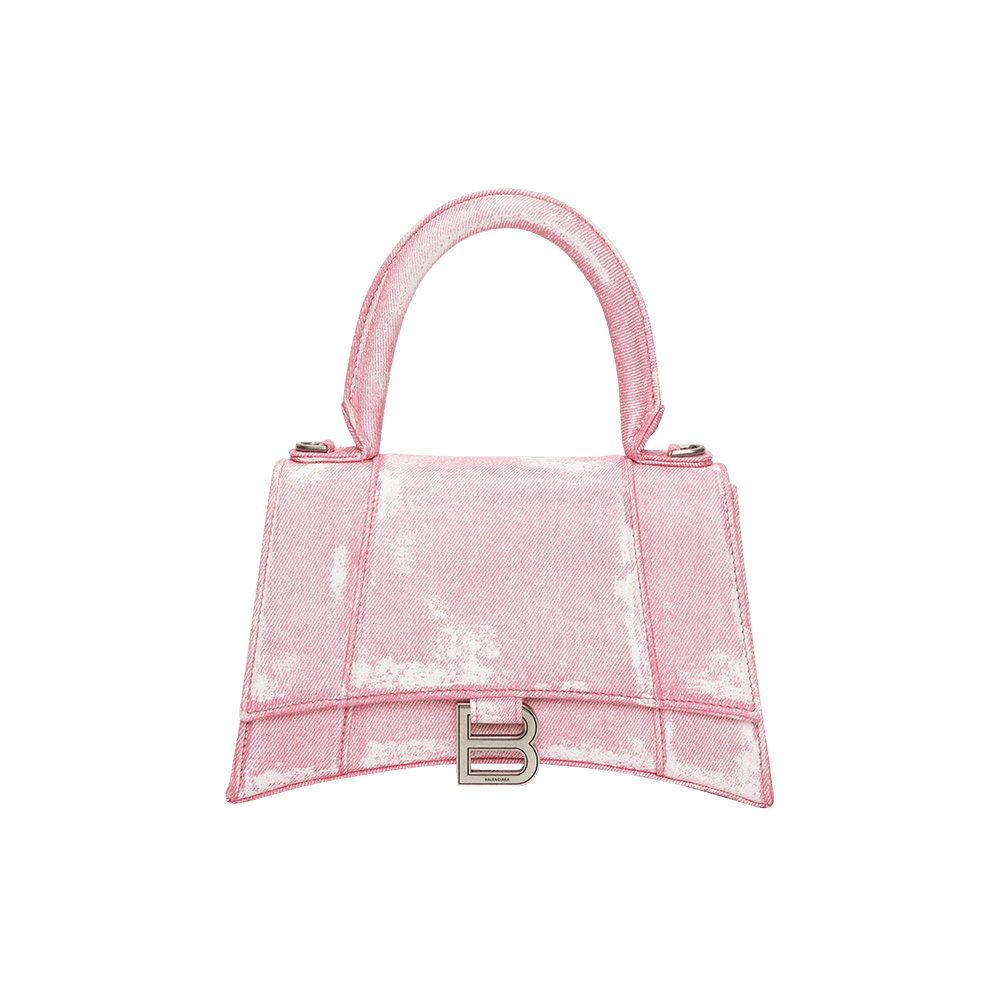 バレンシアガ☆HOURGLASS Denim Girly Allover ハンドバッグ Balenciaga Women's Hourglass Small Handbag Girly Allover