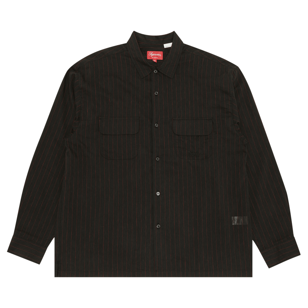 Buy Supreme Pinstripe Linen Shirt 'Black' - SS23S39 BLACK | GOAT