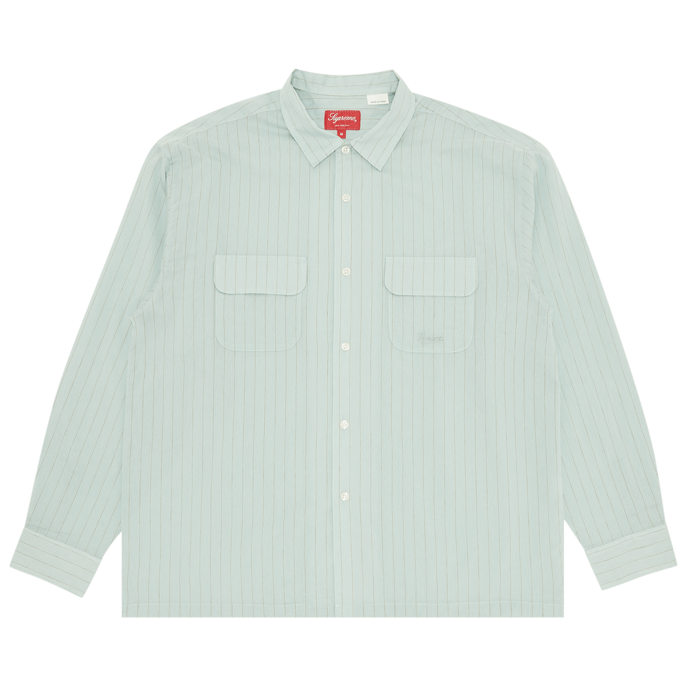 Supreme Pinstripe Linen Shirt Navy Men's - SS23 - US