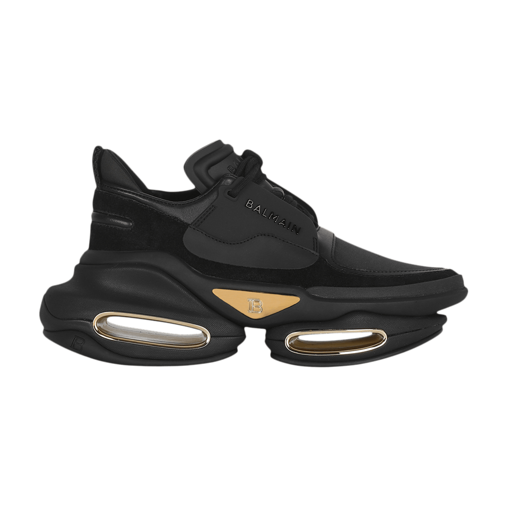 BALMAIN ブラック モノグラム B-Bold ローカットスニーカー Balmain B-Bold Low-Top Black Suede Men's - YM1VI277TRPN0PA - US