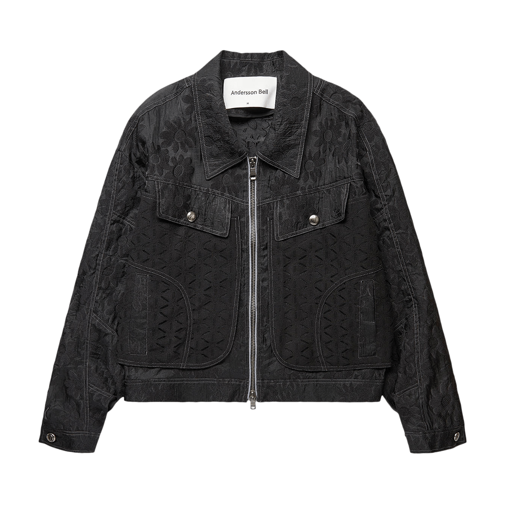 Buy Andersson Bell Flower sheer Zip Up jacket 'Black Buy Andersson Bell Flower sheer Zip Up jacket 'Black