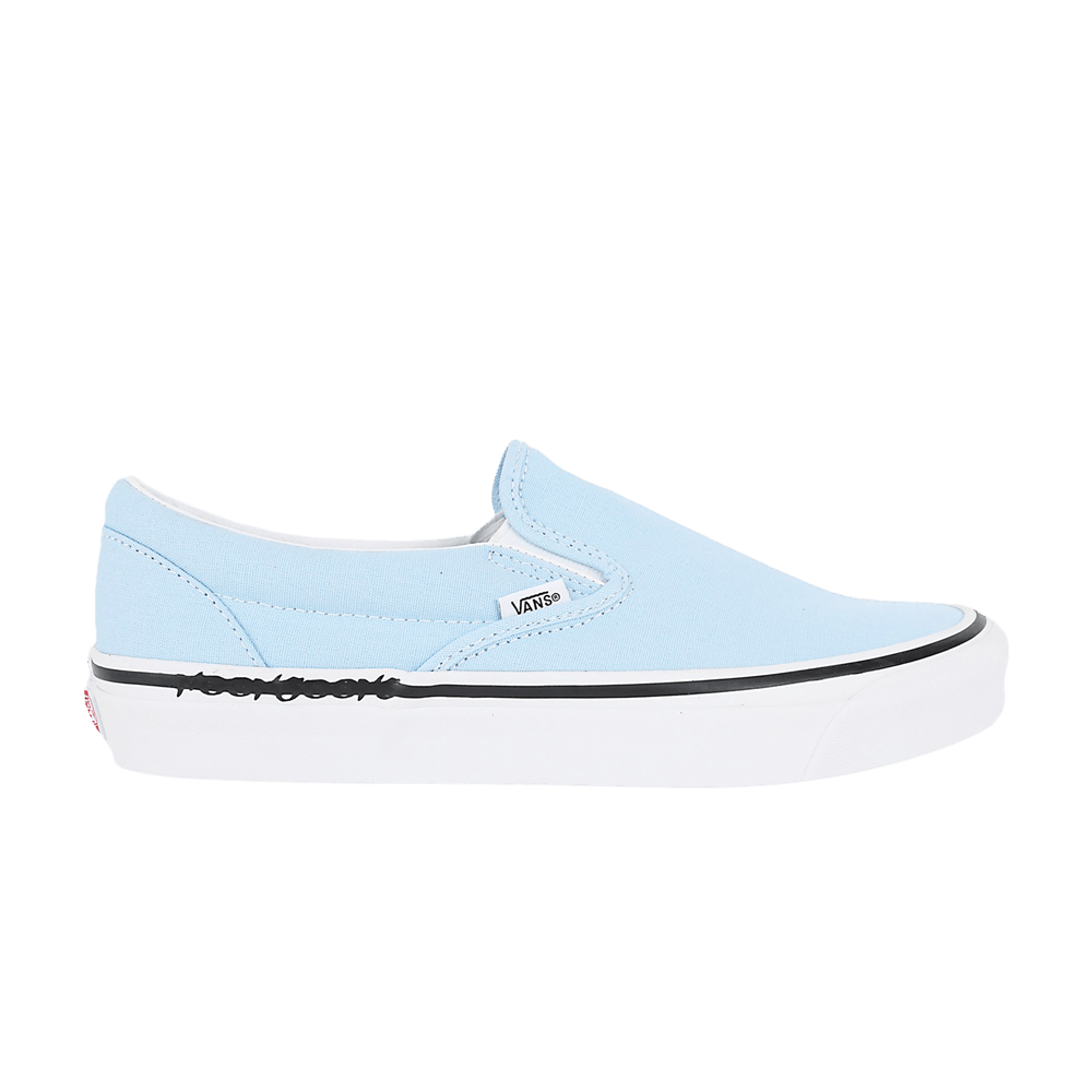Vans light blue slip on hotsell