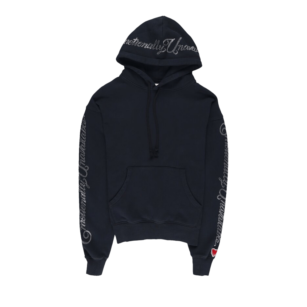 Buy Emotionally Unavailable Rhinestone Hoodie 'Black' - EU