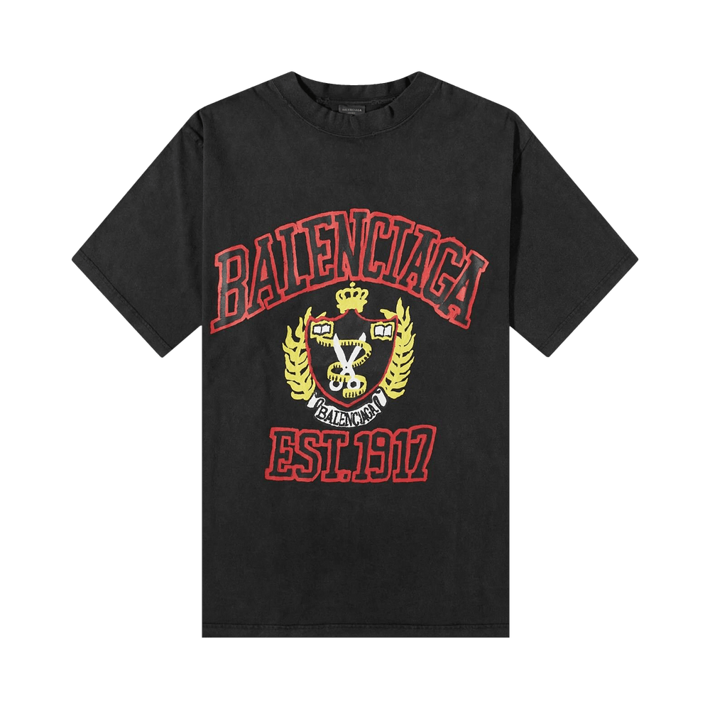 Buy Balenciaga College T-Shirt 'Black' - 739784TOVK11055 | GOAT