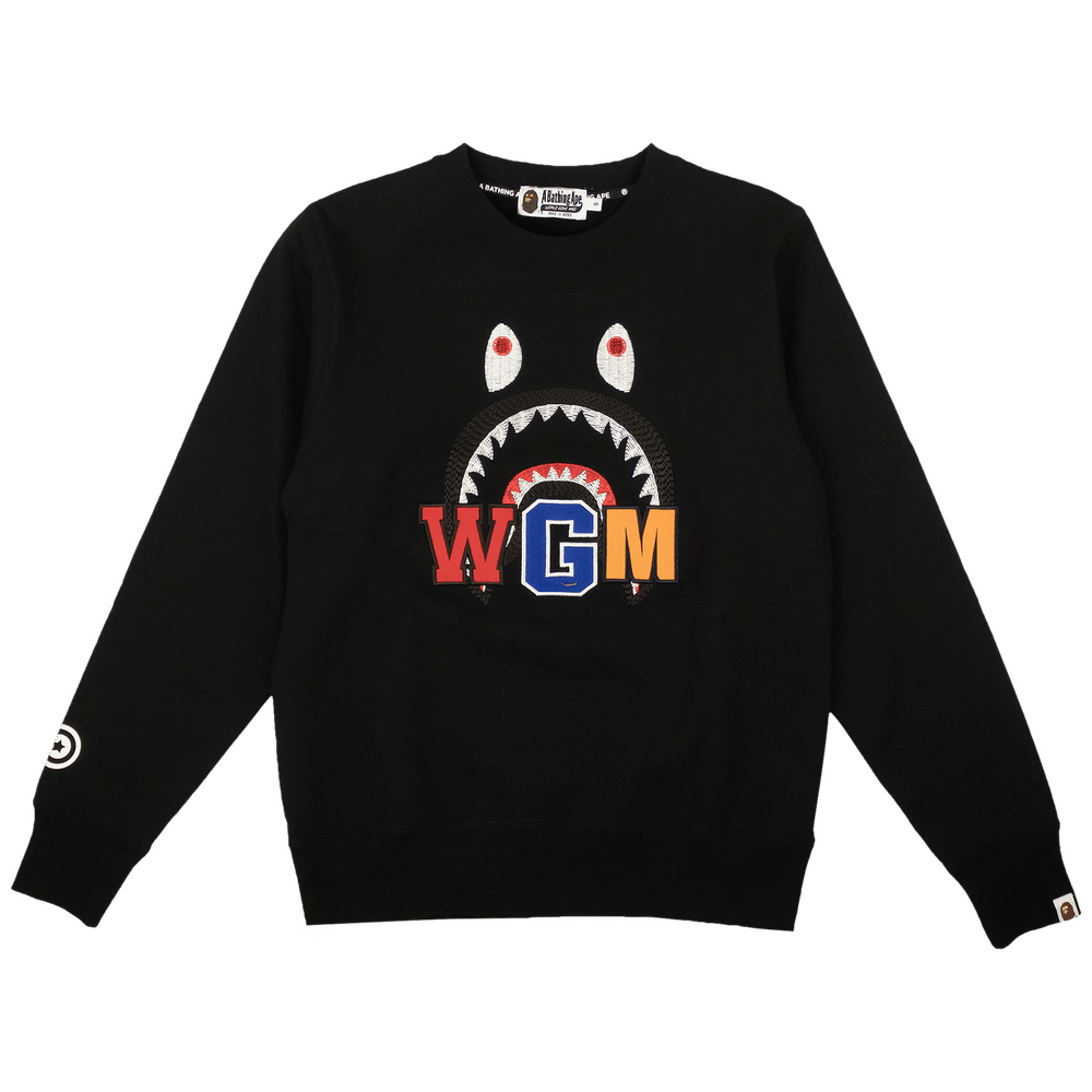 Buy BAPE Shark Embroidery Crewneck Sweater Black 1SWI 801 013 BLACK GOAT CA
