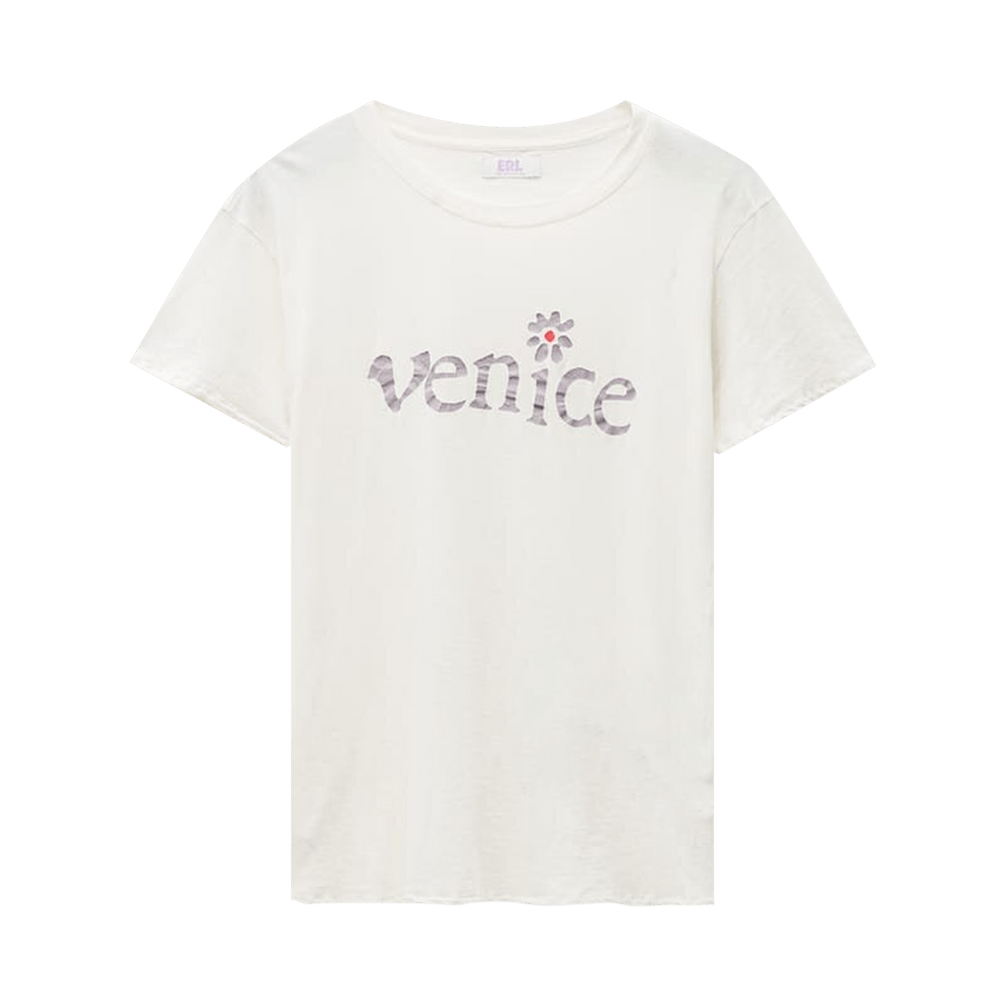 ■ERL■ Venice Logo Short Sleeve T-Shirt White ERL06T012WHIT White ERL Unisex Venice Knit T-Shirt | SVD