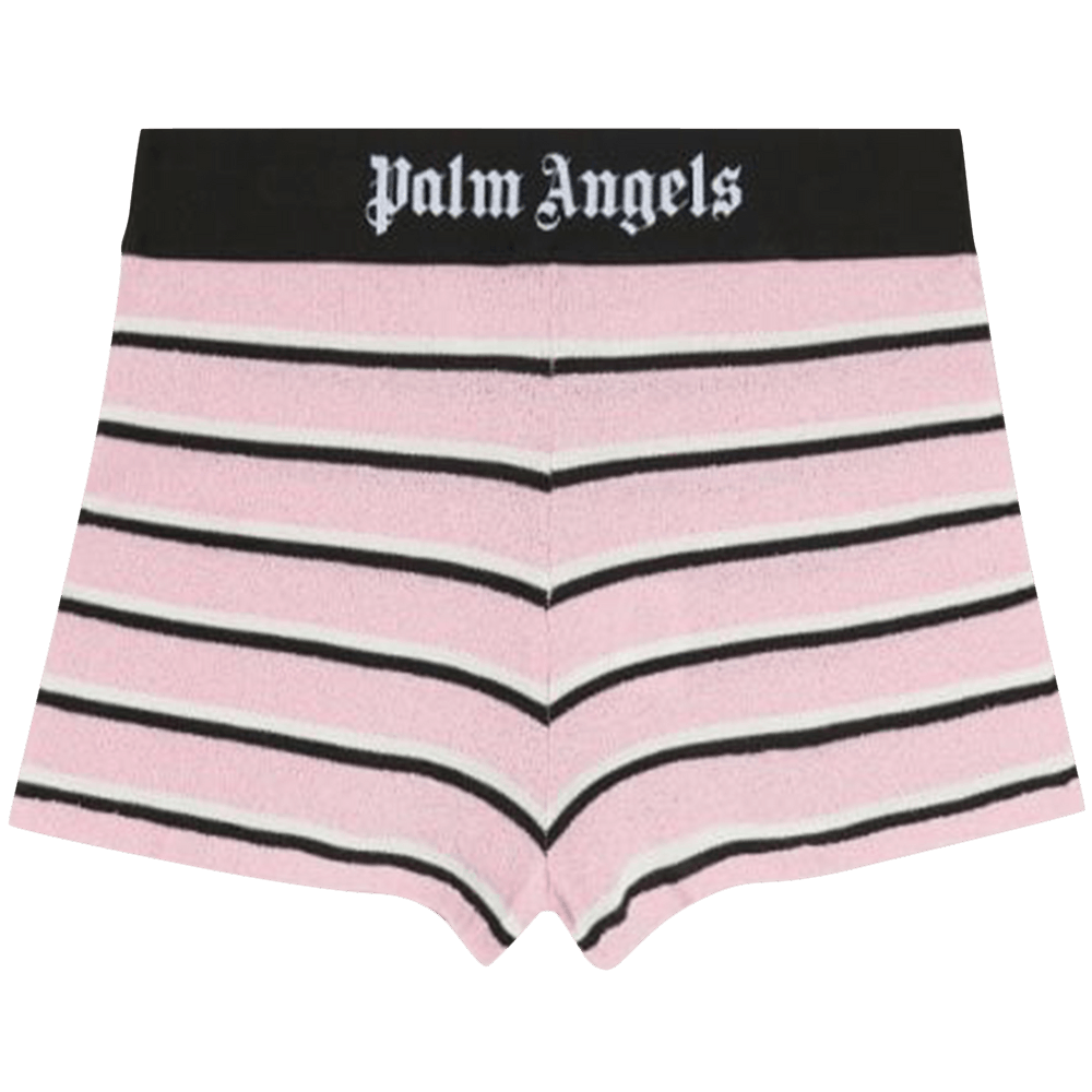 Buy Palm Angels Stripes Knit Logo Shorts 'Pink/Black