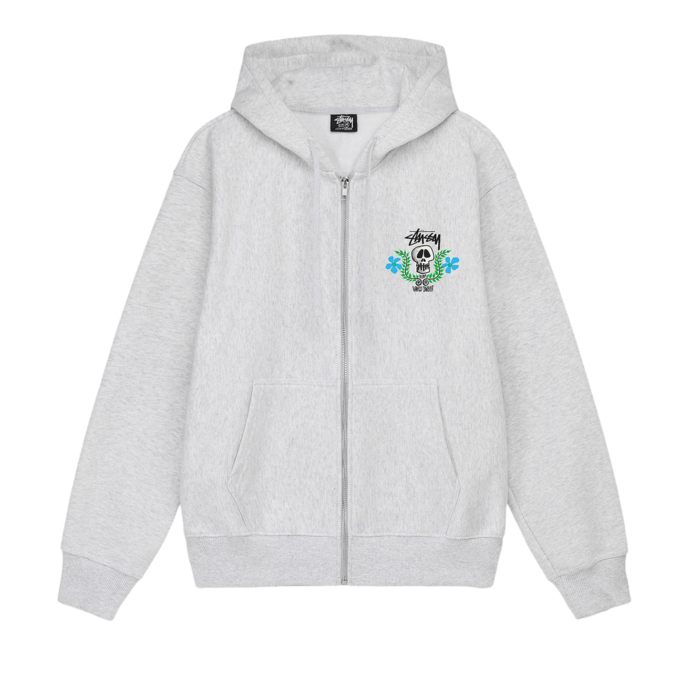 Buy Stussy Skull Crest Zip Hoodie 'Ash Heather' - 1974904 Buy Stussy Skull Crest Zip Hoodie 'Ash Heather' - 1974904