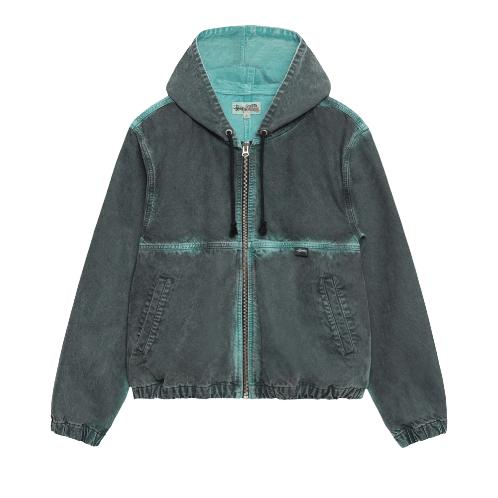 Size s Stussy Spray Dye Hooded Work Jacket 'Black'