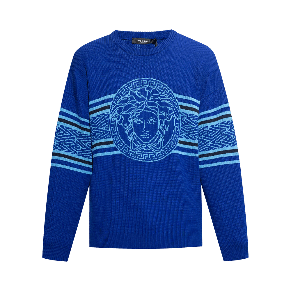 ディズニープリンセスのベビーグッズも大集合 Buy Versace Medusa Graphic Knit Sweater 'Bright Blue トップス