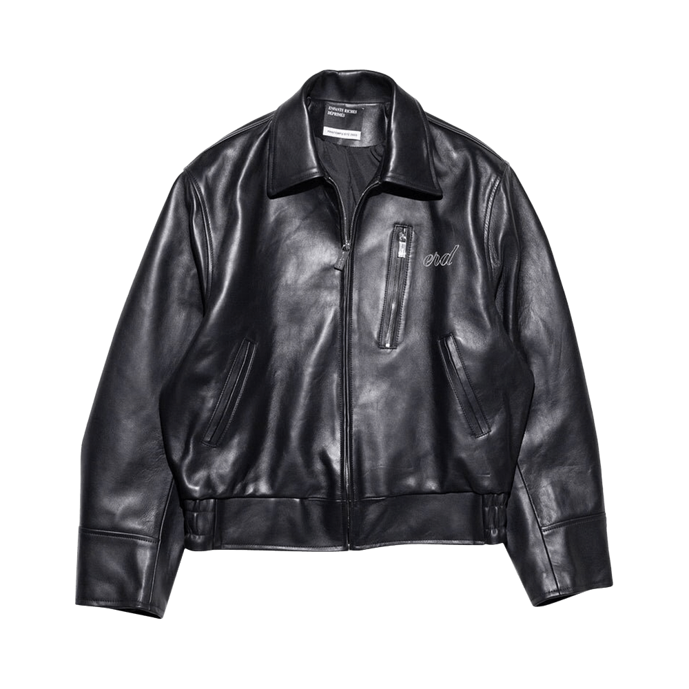 Buy Enfants Riches Déprimés Embroidered Leather Zip Jacket 'Black' - 030  391 BLAC | GOAT