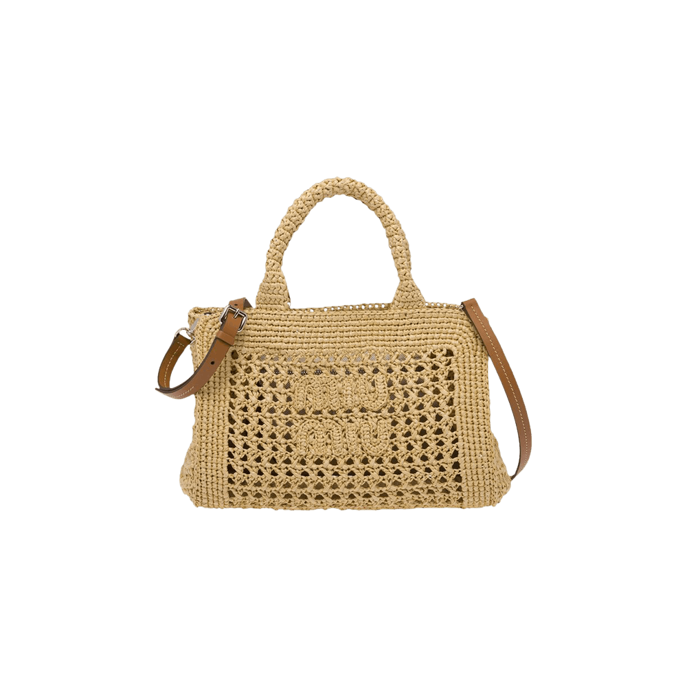 ハンドバッグ MiuMiu | Crochet handbag 5BA219_2DO1_F0A5T_V_OOO Buy Miu Miu Crochet Top Handle Bag 'Natural' - 5BA219 2DO1