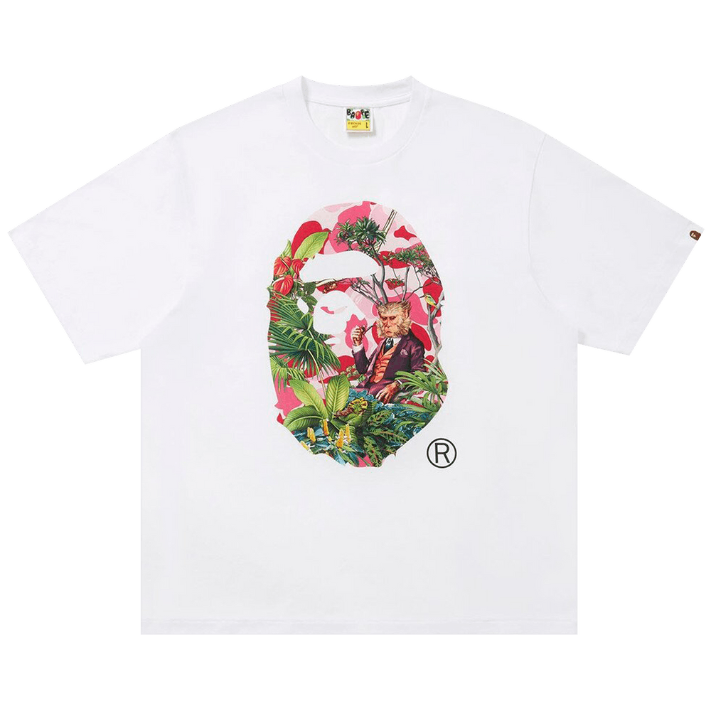 Buy BAPE x Monkey 47 Ape Head Tee 'White/Pink' - 1I23 110