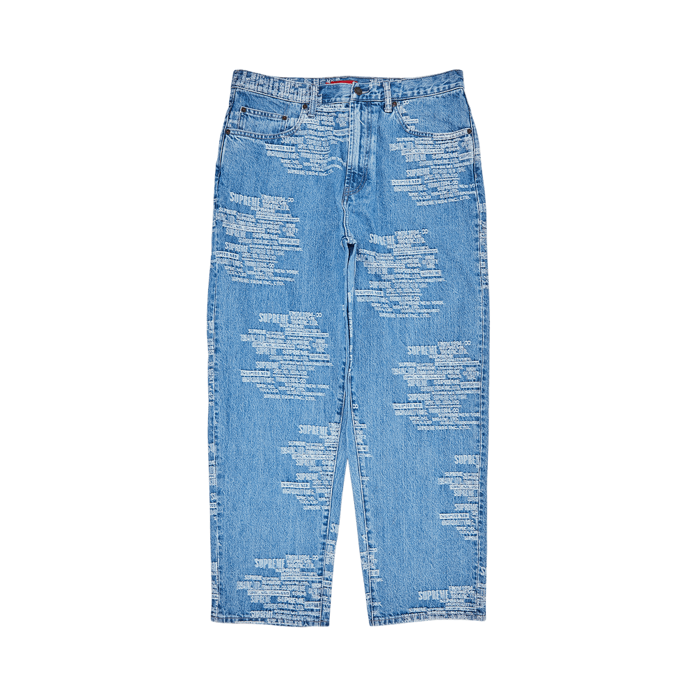 Buy Supreme Trademark Jacquard Baggy Jean 'Washed Blue Buy Supreme Trademark Jacquard Baggy Jean 'Washed Blue