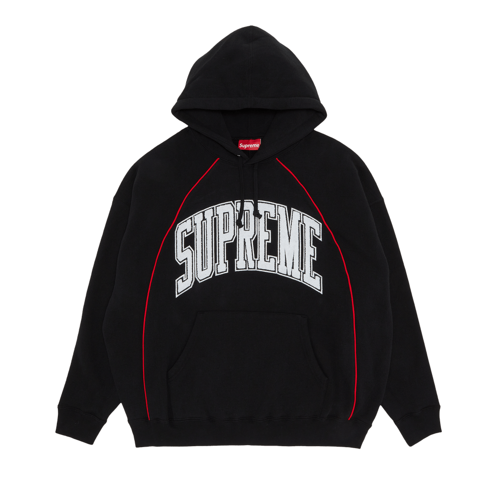 Supreme Boxy Piping Arc Hooded Sweatshirt 'Black'