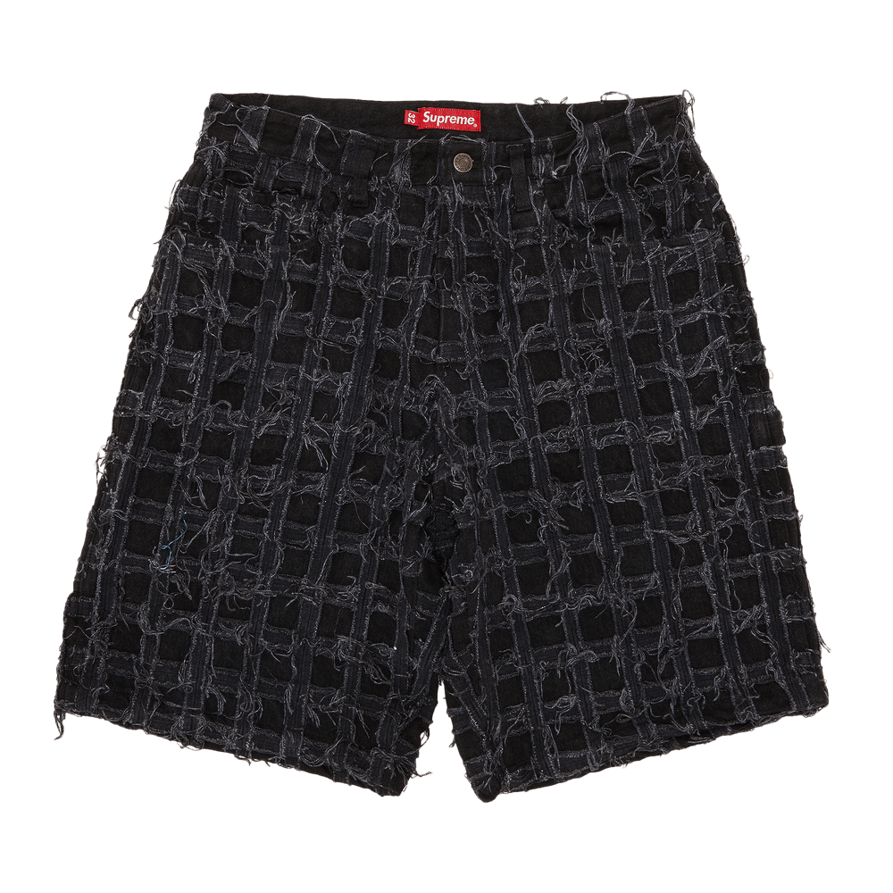 Buy Supreme Frayed Patchwork Baggy Denim Short 'Washed Black