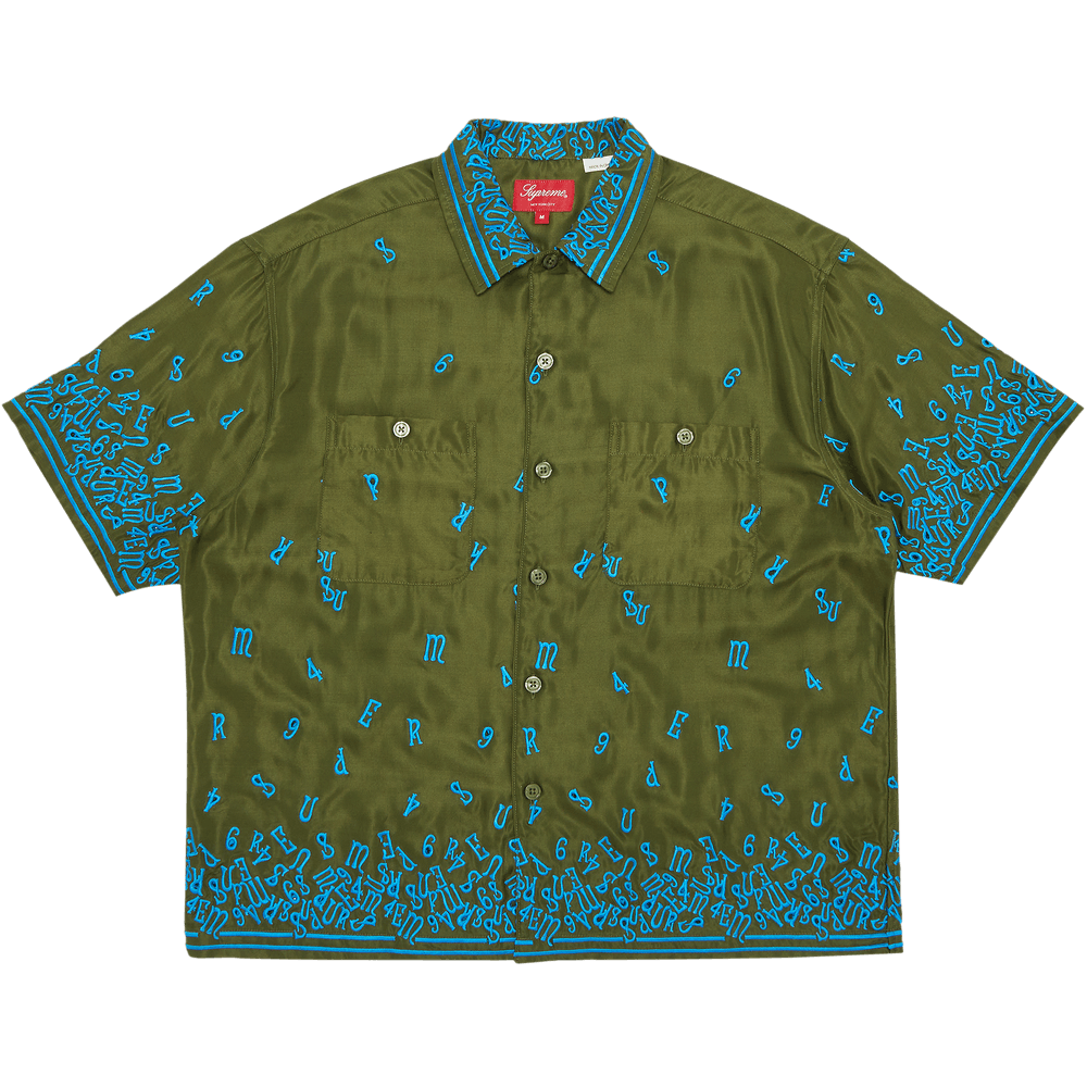 Buy Supreme Nouveau Embroidered Short-Sleeve Shirt 'Olive