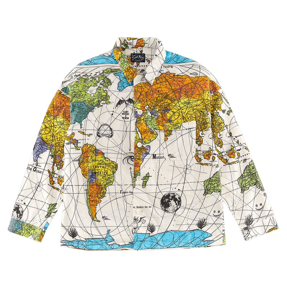 Buy SAINT Mxxxxxx x Dr. Woo Pajama World Map Shirt 'White' - SM