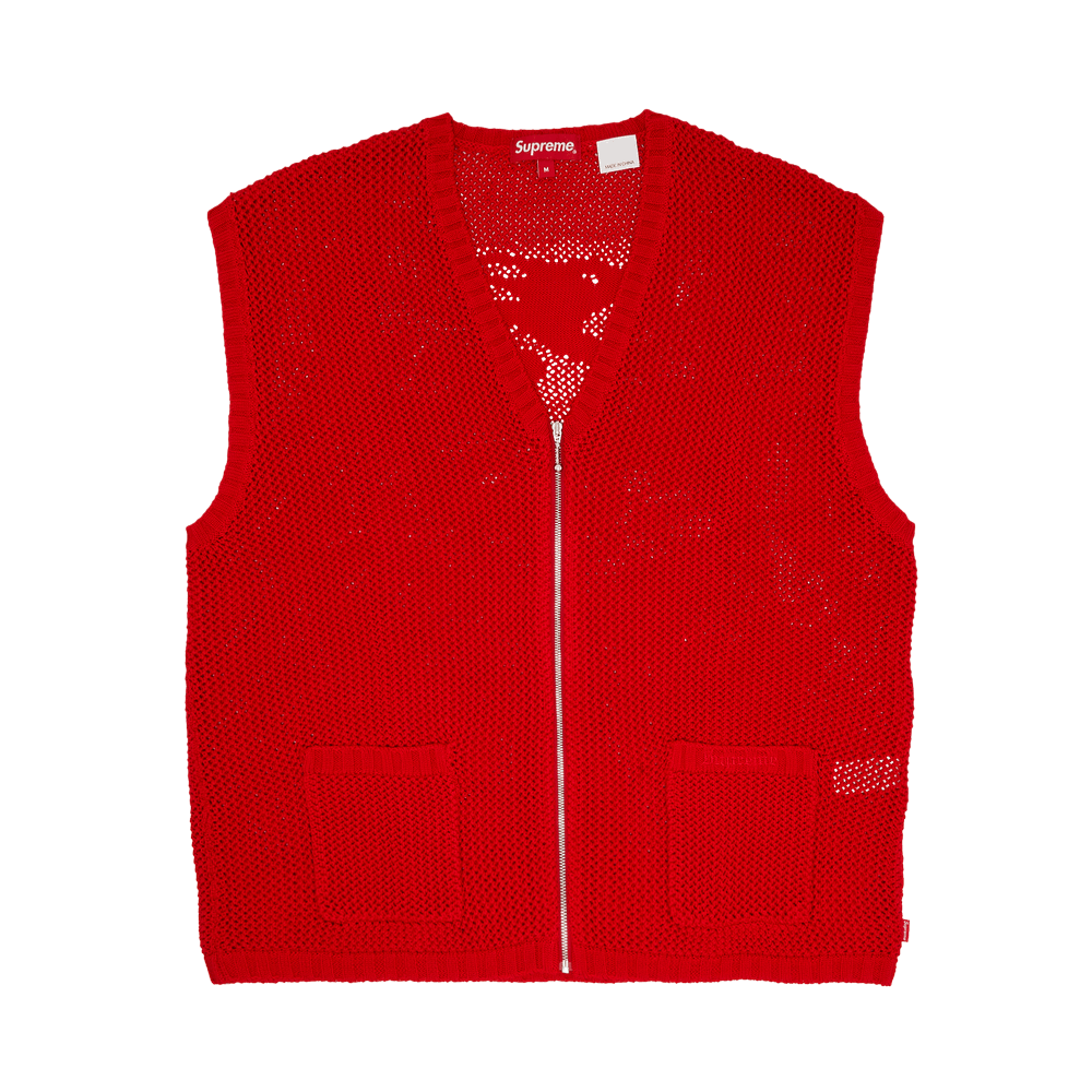 Supreme Dragon Zip Up Sweater Vest 'Red'