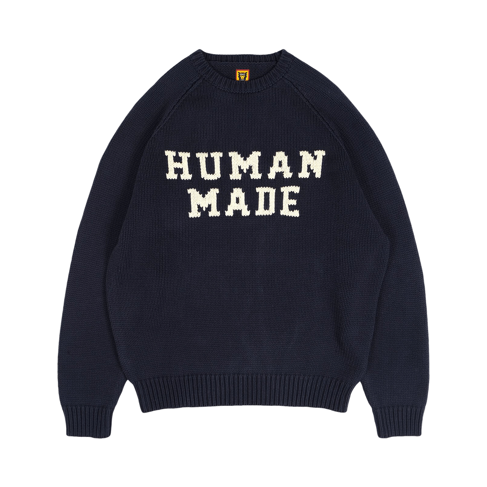 Buy Human Made Bear Raglan Knit Sweater 'Navy' - HM25CS001