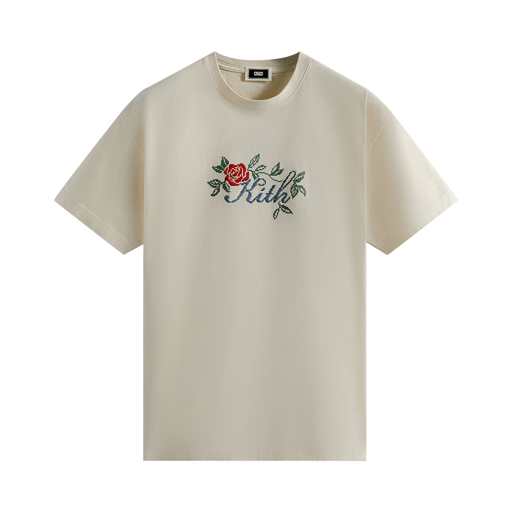 ☆ KITH Needlepoint classic logo tee ロゴTシャツ ☆ Buy Kith Script Needlepoint Tee 'Sandrift' - KHM031337 104