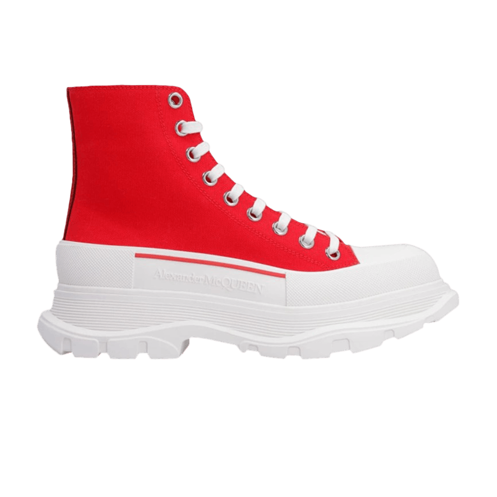 Size 6.0 Alexander McQueen Wmns Tread Slick Boots Red
