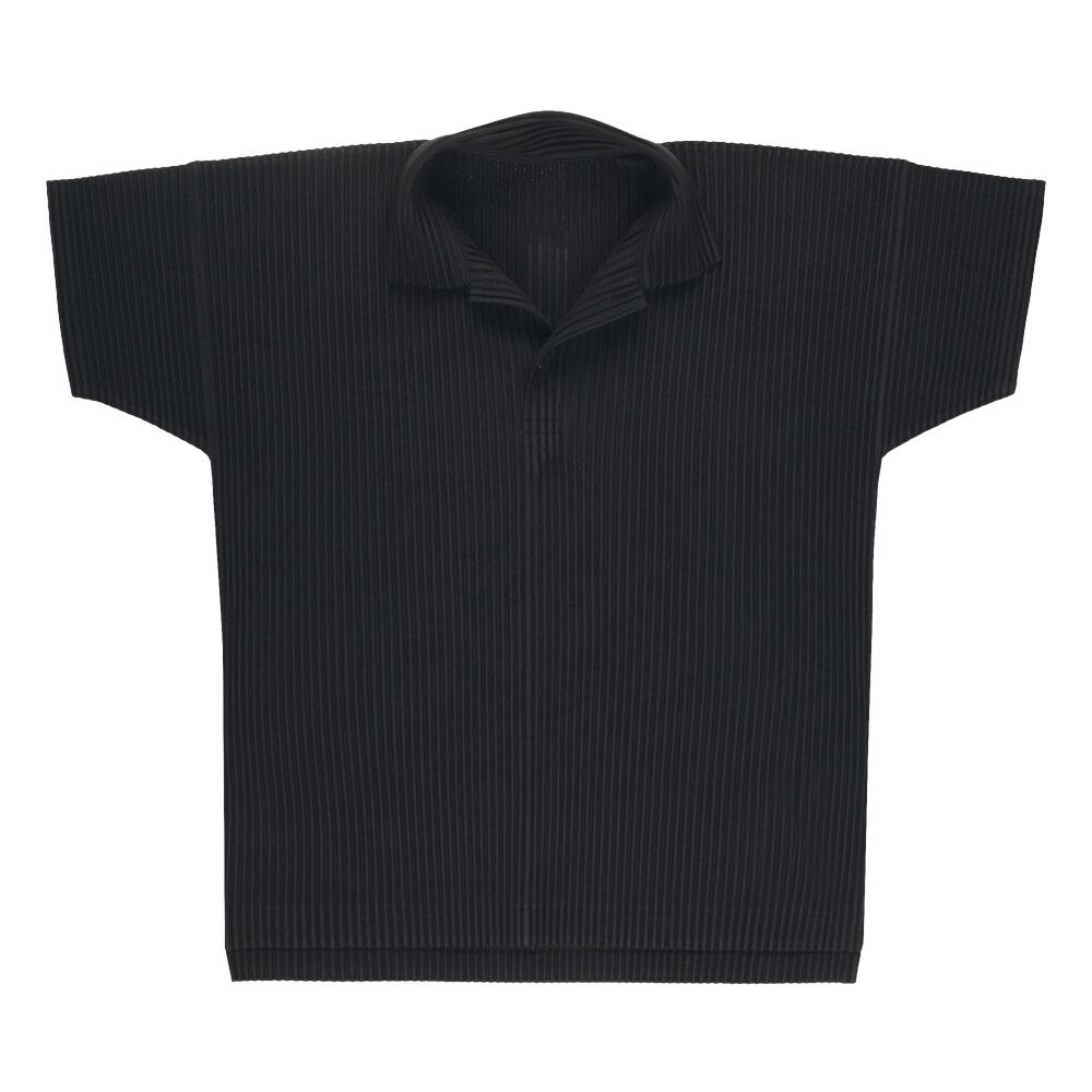 Buy Homme Plissé Issey Miyake Pleated Polo Shirt 'Black