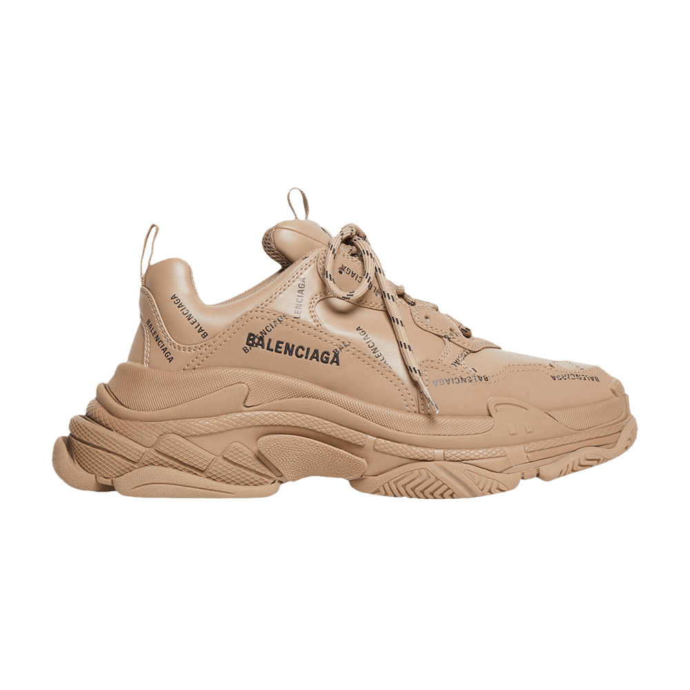 Balenciaga Triple S Sneaker Allover Logo - Dark Beige
