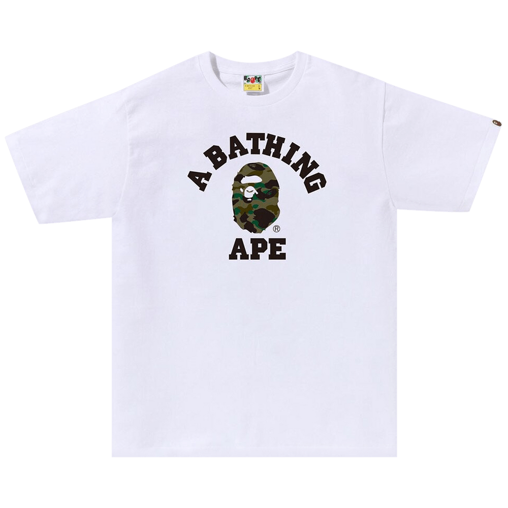 Buy BAPE 1st Camo College Tee 'White/Green' - 1J30 110 010 WHITE