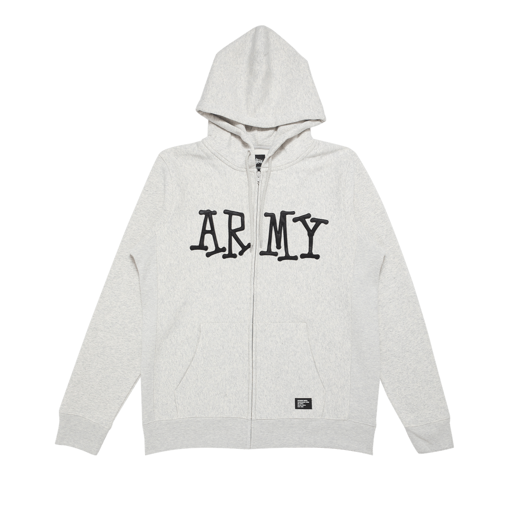 Buy Stussy Army Zip-Up Hoodie 'Grey Heather' - 180119 GREY | GOAT