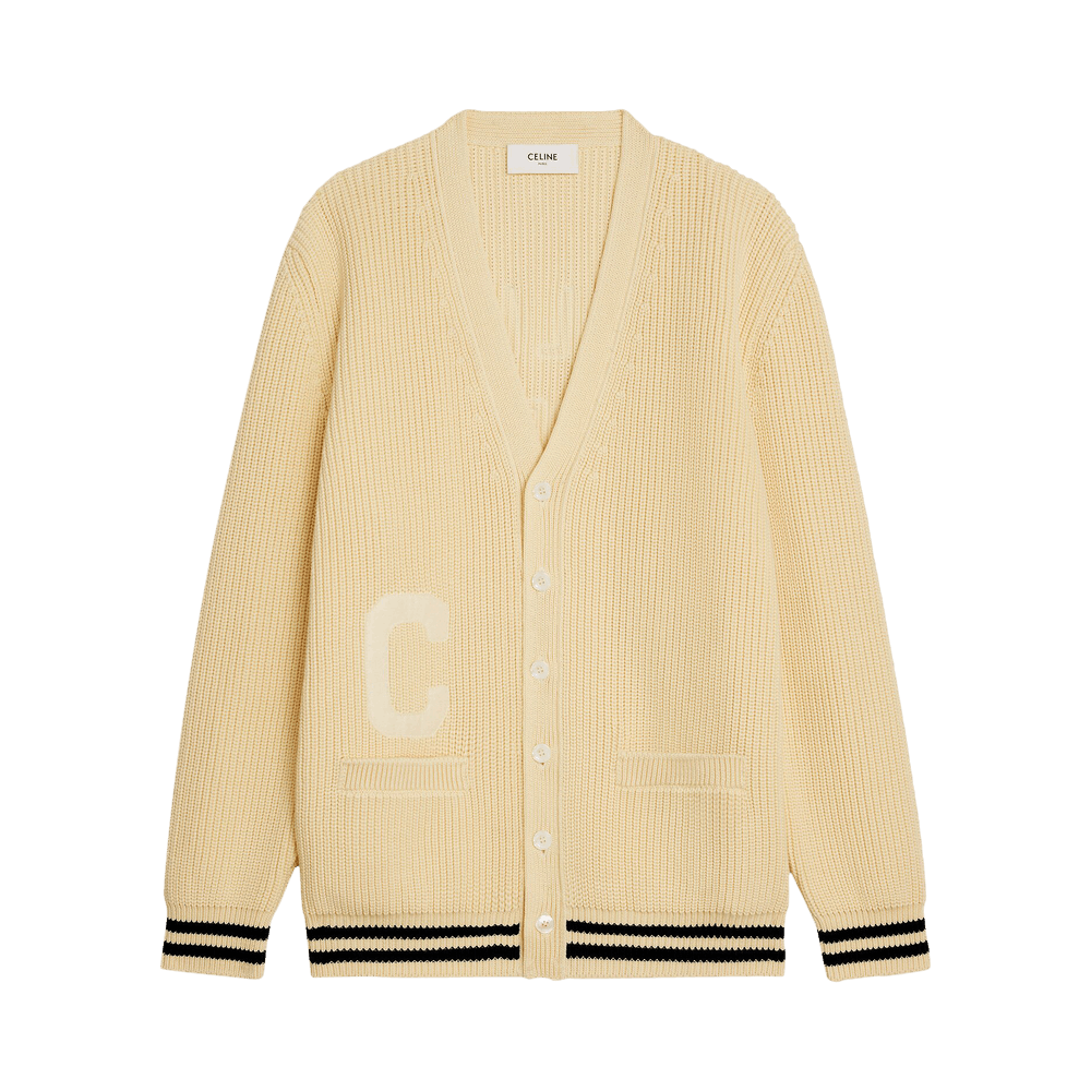 Buy CELINE College Cardigan 'Ecru/Black' - 2AD70192W 60EB | GOAT