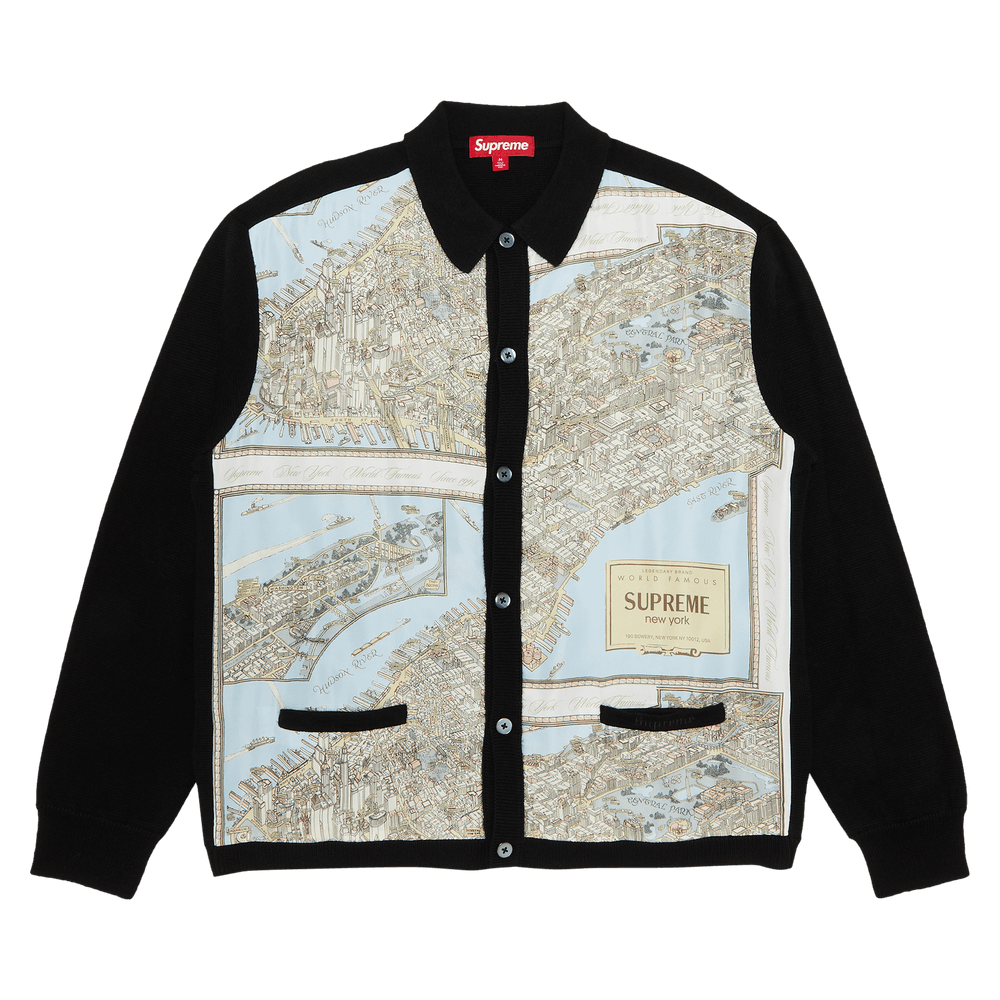 Size xl Supreme Silk Map Cardigan 'Black'
