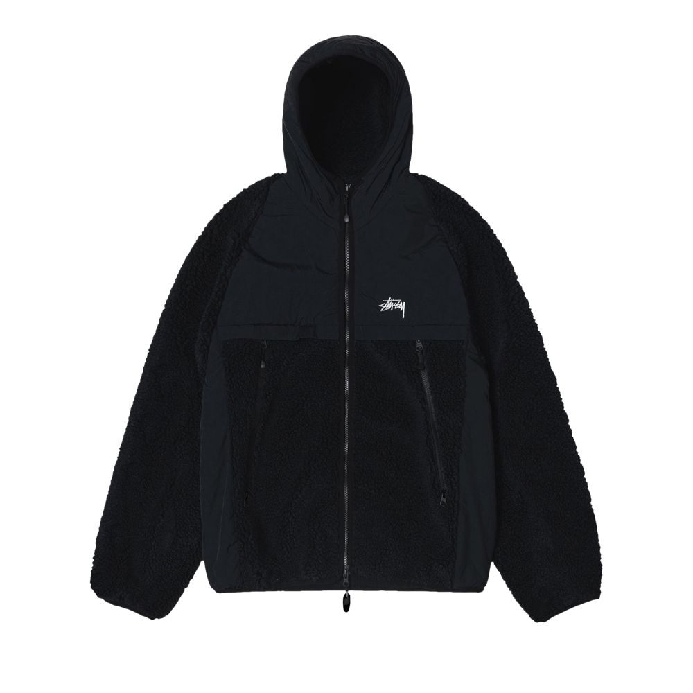 Buy Stussy Sherpa Paneled Hooded Jacket 'Black' - 118530 BLAC | GOAT
