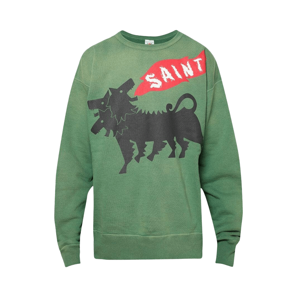 Buy SAINT Mxxxxxx Cerberus Crewneck Sweatshirt 'Green' - SM A23